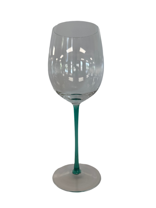 Maker Unknown Green stemmed White Wine Glass