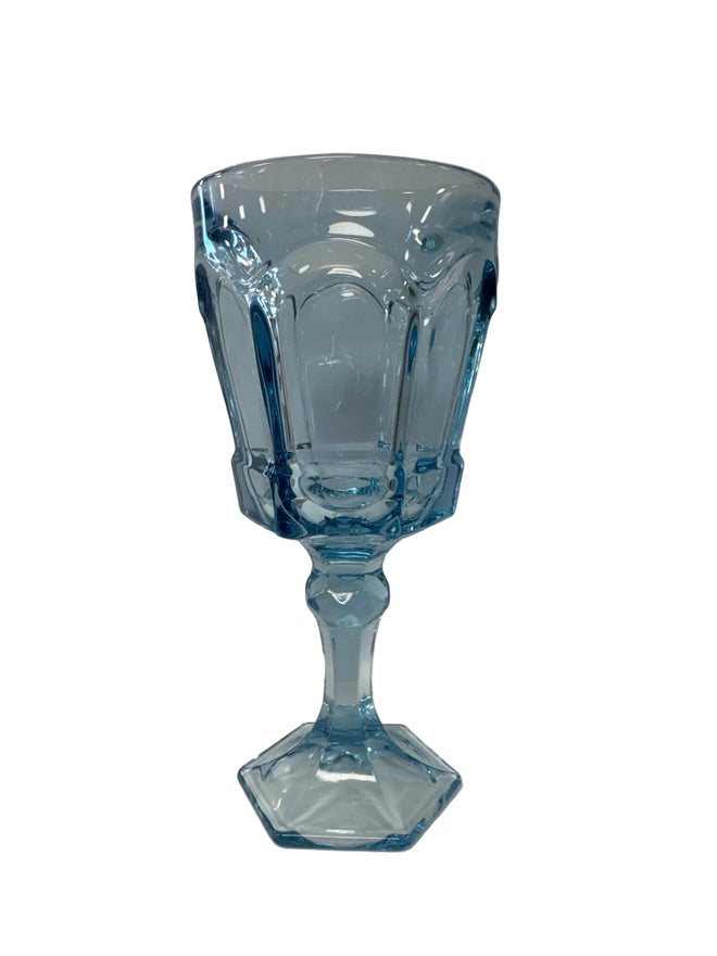 1980-1986 Fostoria ‘Virginia’ Light Blue Iced Water Stem, Moundsville, West Virginia