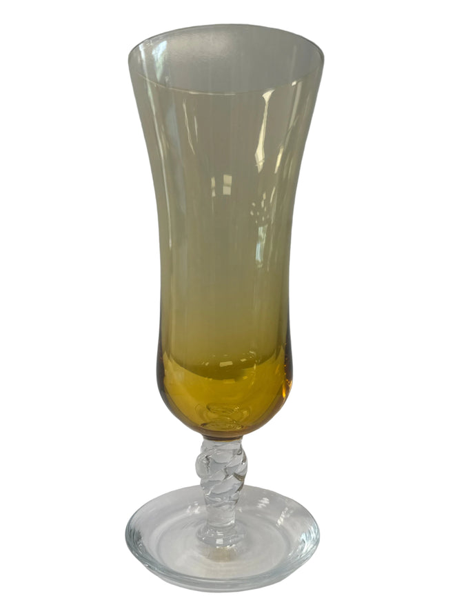 c.1960’s Maker Unknown, Citrine Parfait glass with twisted stem detail