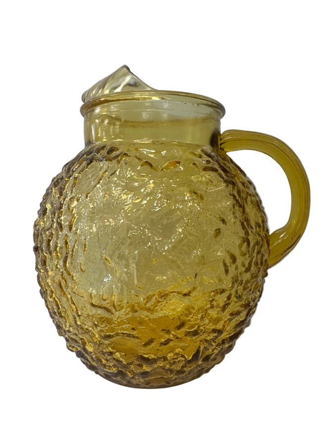 1960’s Anchor Hocking, ‘Milano’ 96 oz. Iced Tea Pitcher in Honey Gold, Lancaster, Ohio