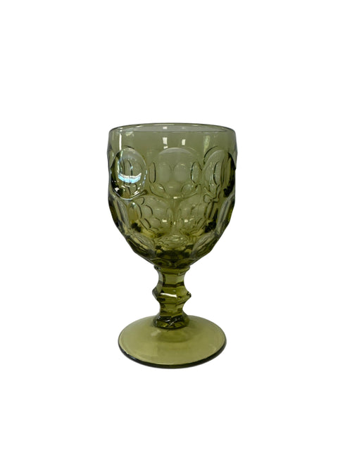 1966-1979 Imperial Glass-Ohio ‘Provincial’ in Avocado Water Goblet, Bellaire, Ohio