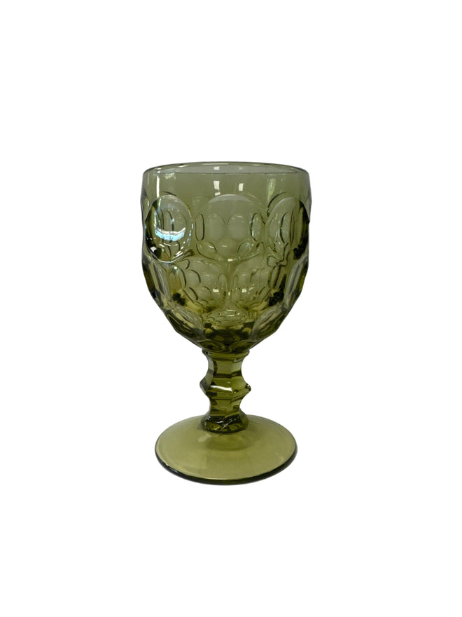 1966-1979 Imperial Glass-Ohio ‘Provincial’ in Avocado Water Goblet, Bellaire, Ohio