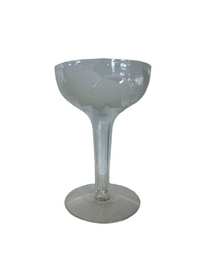c.1930’s Maker Unkown, Flower Motif etched hollow-stemmed Coupe