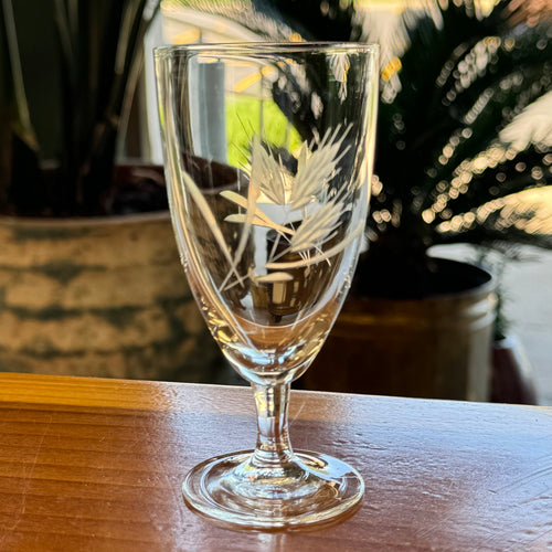 Crystal sherry glass with Wheat Motif