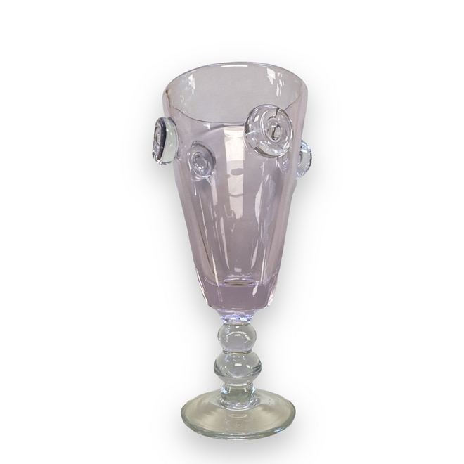 Hand-blown Pink goblet with clear medallions (Vietri)