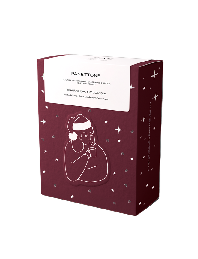 DAK Coffee Roasters ‘Panettone’ Filter Roast, Caturra, Honey Processed co-ferment w/ Orange + Spices, Risaralda, Colombia 250g